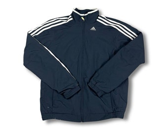 Adidas Vintage Jacke Windbreaker Trackjacket Leichte Jacke Blau Größe M