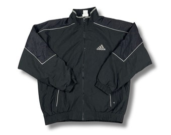 Adidas Vintage Jacke Windbreaker Trackjacket Leichte Jacke Schwarz Größe M