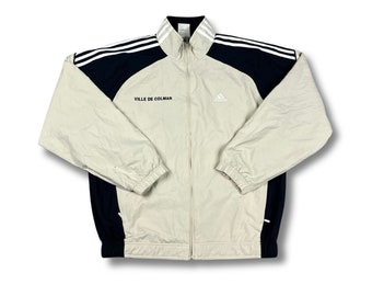 Adidas Vintage Jacke Windbreaker Trackjacket Leichte Jacke Beige Größe M