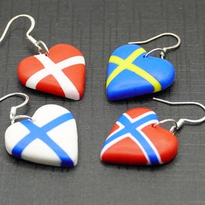 Scandinavia flag earrings, Swedish Jewelry, Sweden Gift, Norwegian gift, Danish gift, Finnish gift