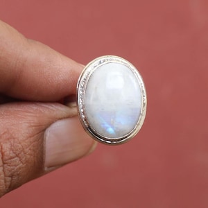 925 Sterling Silver, Rainbow Moonstone, Statement Ring, Handmade Ring, Natural Gemstone Jewelry, Boho Ring Anniversary Perfect Gift For Her