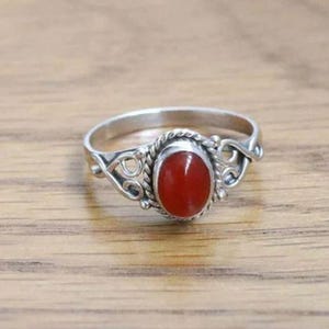 Red Carnelian 925 Sterling Silver Gemstone Jewelry Ring Natural Carnelian Minimalist Design Ring Jewelry Handmade Women Ring, Gift For Her