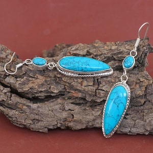 Turquoise Earring, 925 Sterling Silver Earring, Handmade Earring, Popular Earring, Birthday Gift, Handmade Earring, Turquoise Jewelry Woman