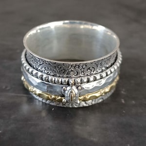 Turtle Solid 925 Sterling Silver Spinner Ring For Women, Silver Tortoise Meditation Ring For Him, Boho Turtle Ring For Wedding Gift For Her
