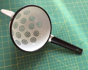 Enamel sieve, enamelled sieve, old strainer, kitchen