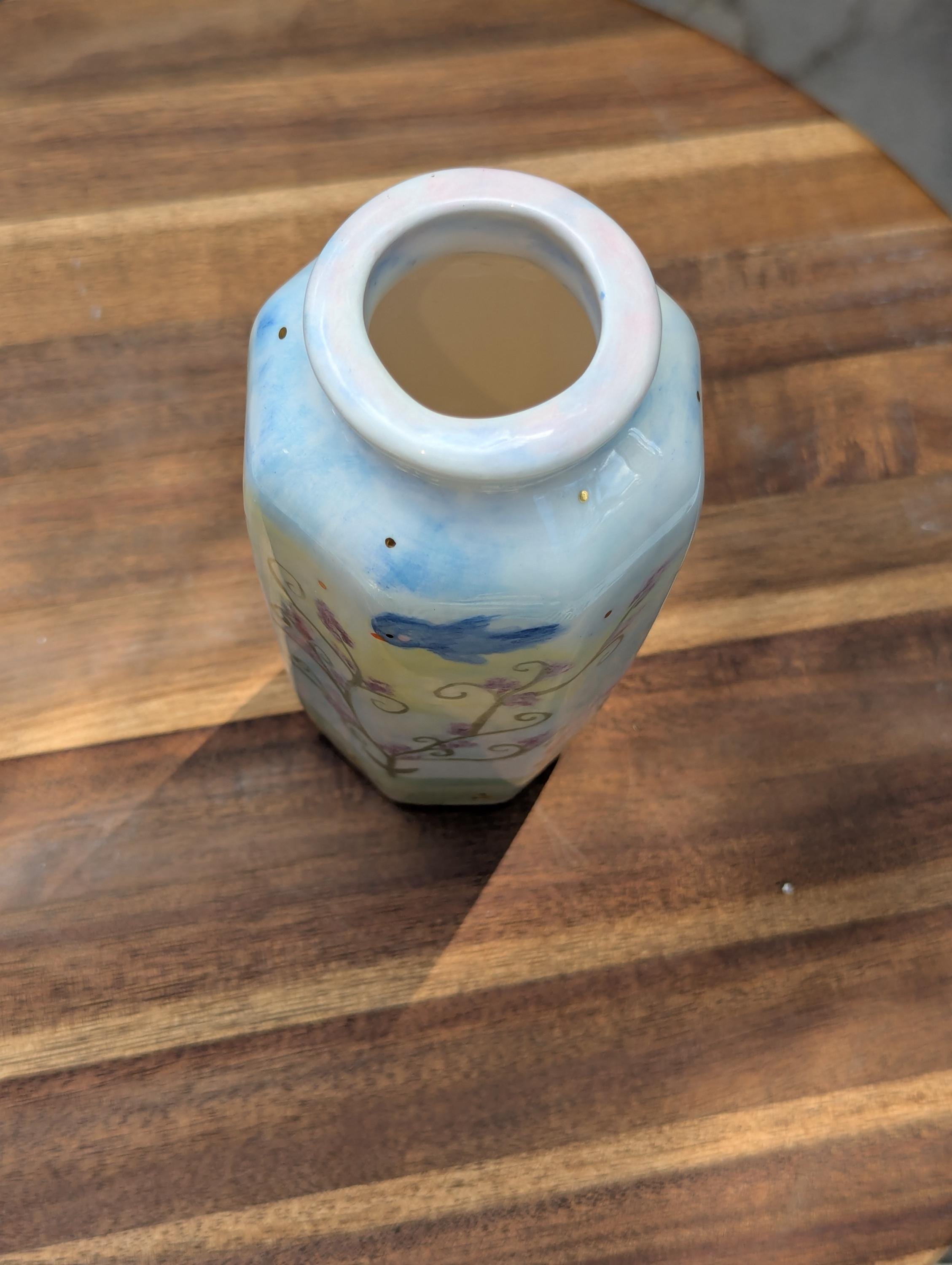 手描きの青い鳥の陶器製花瓶 - Etsy 日本