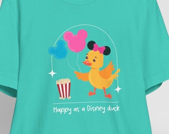 Happy as a Disney Duck-shirt, uniseks T-shirt voor volwassenen geïnspireerd op de eenden in Disney World en Disneyland, schattig Disney-shirt voor dames