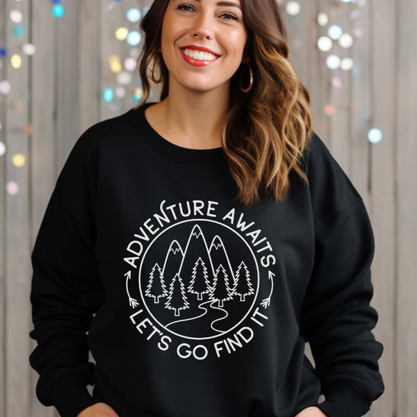 Adventure awaits Sweater, Camper unisex sweater, Camping sweater, Campfire sweater, Nature Lover Gift, Adventure Hoodie, Gift For Campers,