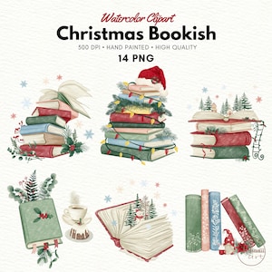 Weihnachten Bücher Clipart, Aquarell Weihnachten PNG, gemütliche Leser png, Trendige Leseratte png Buchliebhaber Clipart, kommerzielle Nutzung, PNG