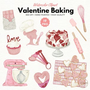Rosa Backen Clipart, Aquarell Backen Clipart, Backzubehör, Bäckerei Clipart, rosa Kuchen, Bäckerei Logo-Design, PNG