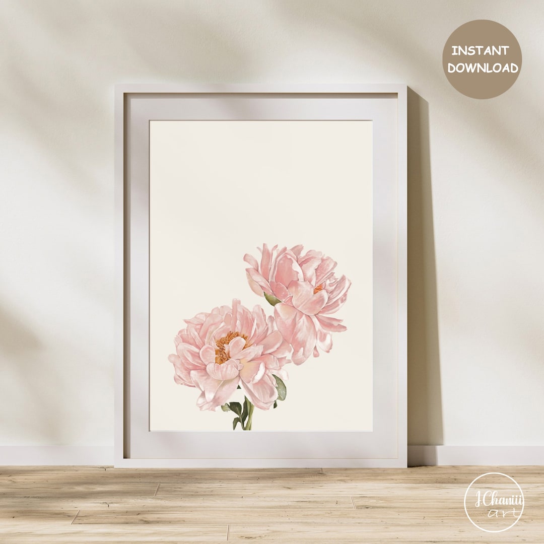 Peony Print, Peony Wall Decor, Vintage Botanical Peony Flower Print ...