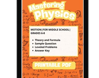 Physics Motion Worksheet, Middle School Kinematics Study Guide, Physics Teacher Resource, Printable PDF