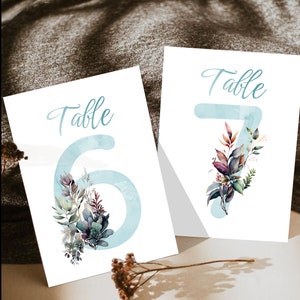 Modern Greenery Table Number Card Template, Minimalist Wedding Table Seating Card, Editable, Instant Download, Seating Chart, DIY 5x7 Cards