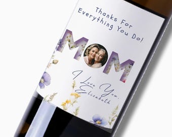Editable Mother's Day Wine Label Template, Personalized Wine Label Template Digital Download Mother's Day Gift Instant Download