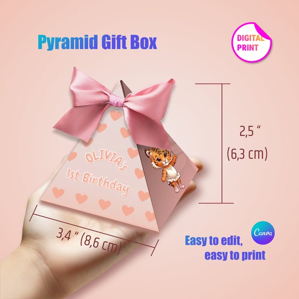 BALLET Cute Animals Personalized Children’s Party Box Pyramid Gift Bag Favour