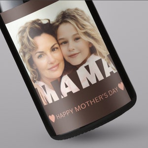 Editable Photo Mother&#39;s Day Wine Label Template, Personalized Wine Label Template Digital Download Mother&#39;s Day Gift Instant Download