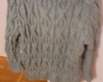 Rustic self-knitted oversize sweater