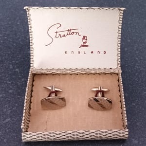 Boxed Stratton Gold Plated Cufflinks Engine Cut Design 1970s Gifts For Him Birthday Anniversary, Valentines Day Or Fathers Day Free Delivery