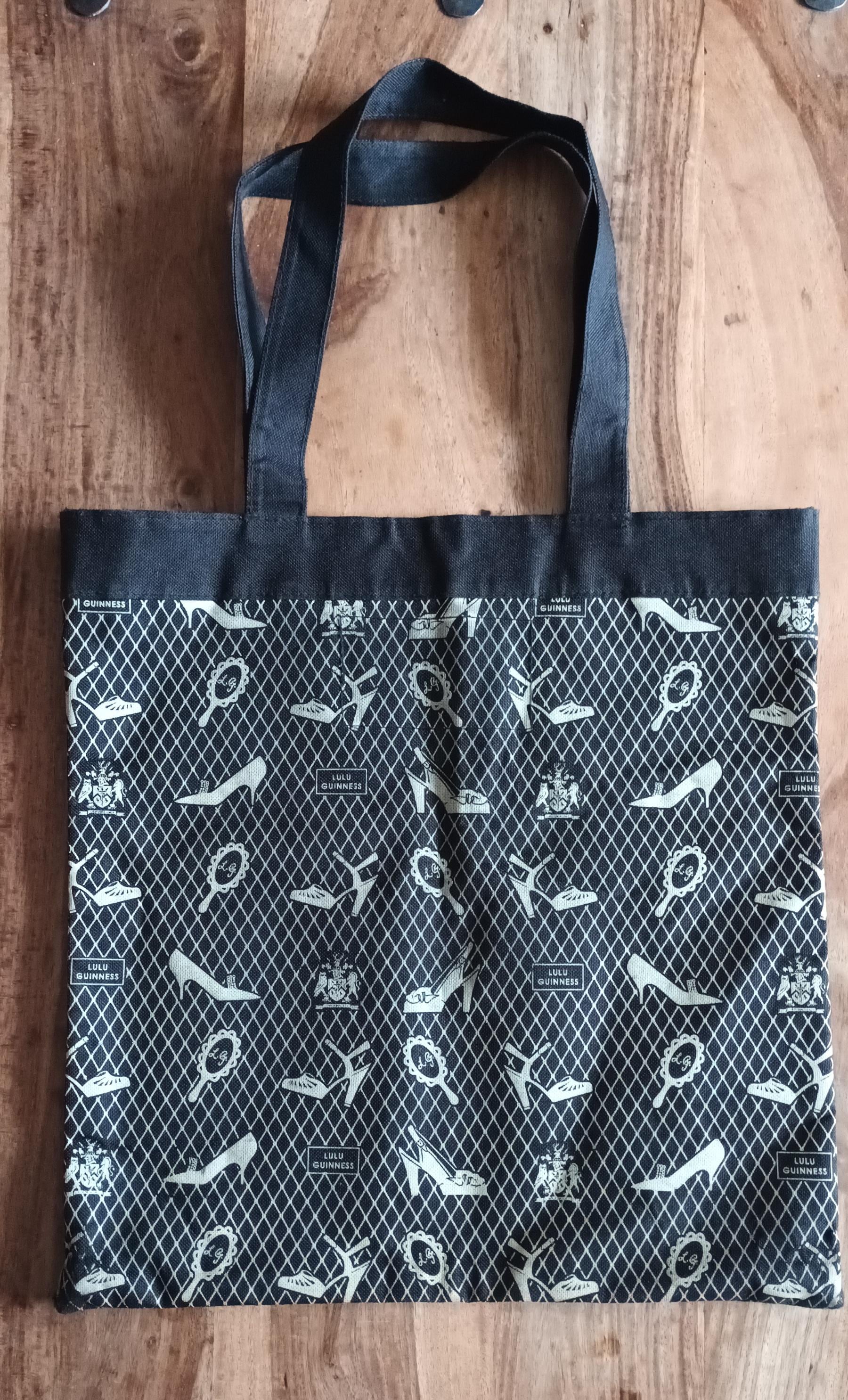 1990s Lulu Guinness Charity Tote Bag – Black Canvas Shopping Bag 