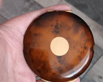 Gucci Powder Compact, Tortoiseshell Style Enamelled Design, 1960s. Birthday, Anniversary, Valentines Day Or Christmas Gifts. Free Delivery.