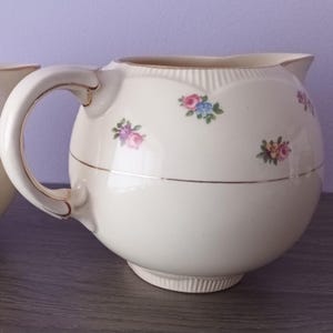 Clarice Cliff Devonshire Jug • 1950s Newport Pottery • Pastel Floral Milk / Cream Jug • Vintage Kitchenalia