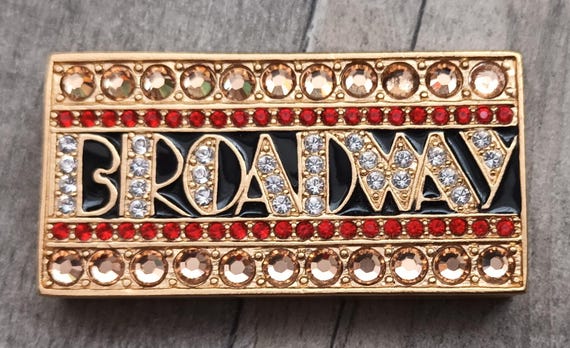Estée Lauder “On Broadway” Solid Perfume Compact • 2006 Limited Edition • Crystals • Pleasures Fragrance