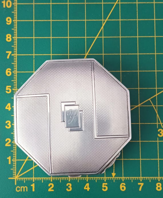 Art Deco Silver Powder Compact: British Hallmark,… - image 9