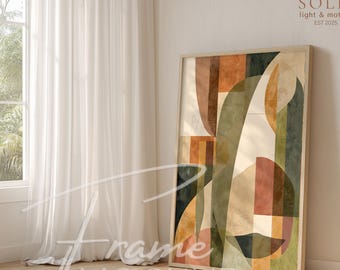 Maquette de grand cadre d'art mural dans une pièce moderne et lumineuse, présentoir vertical pour affiches 24 x 36