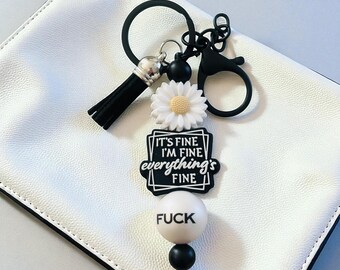 it&#39;s Fine I&#39;m Fine Everything&#39;s Fine keychain/ bag tag