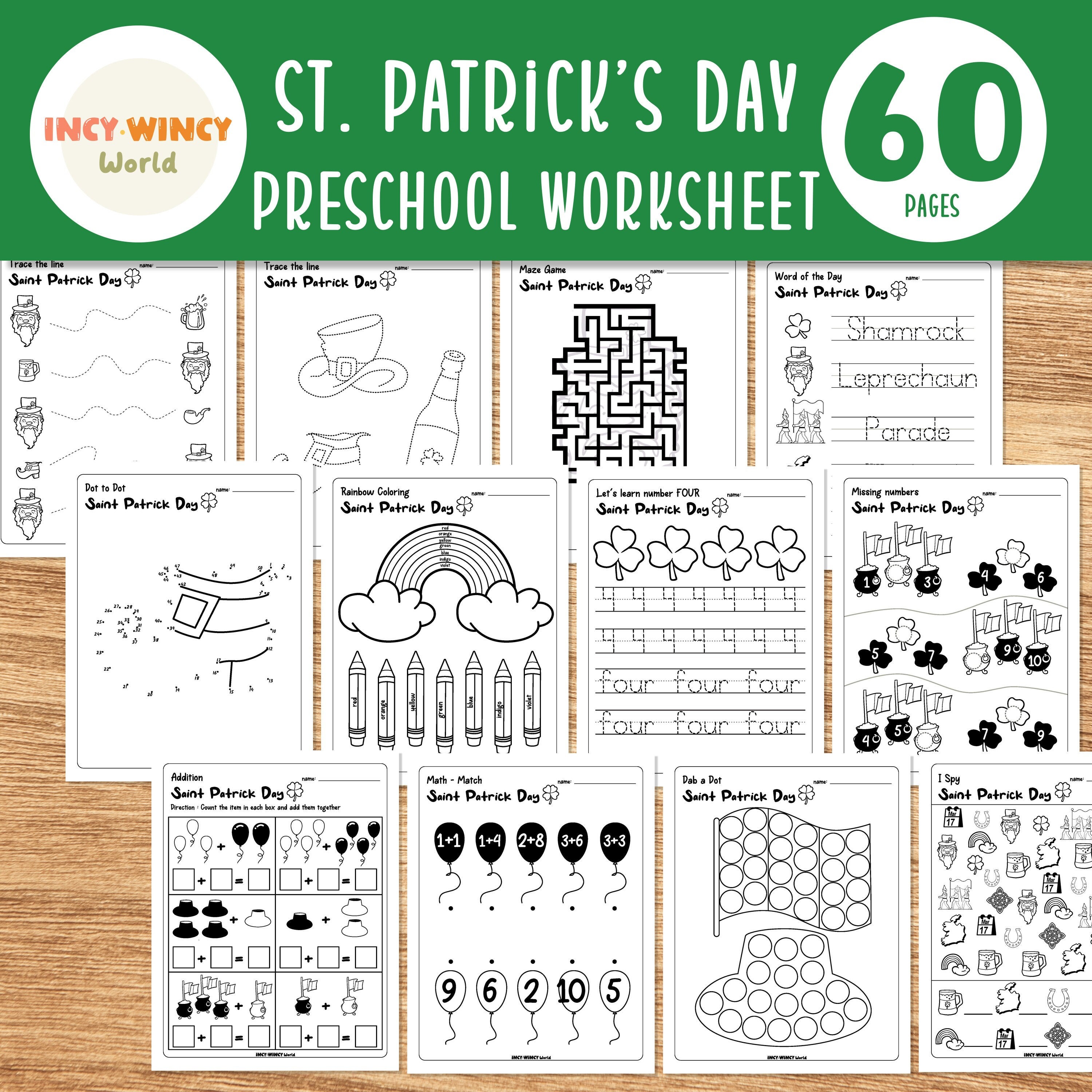St. Patrick's Day Worksheets, Bundle, Preschool Activities, Preschool ...