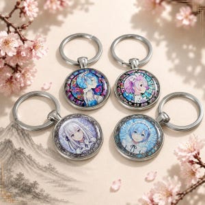 Re:Zero Schlüsselanhänger | Starting Life in Another World | Rem | Ram | Emilia | Handmade| Kawaii | Geschenk | Anime Keychain