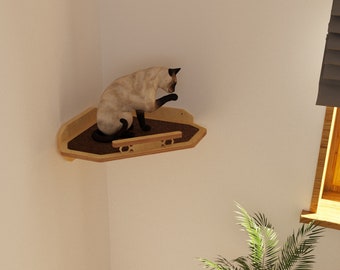 Corner Cat Shelf Modern Cat Furniture & Wall Shelves for Feline Fun!