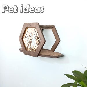 Double Hexagon Cat Wall Shelf – Modern Floating Cat Furniture with Non-Slip Mats | Plywood Wall Mounted Cat Lounge by PetIdeas