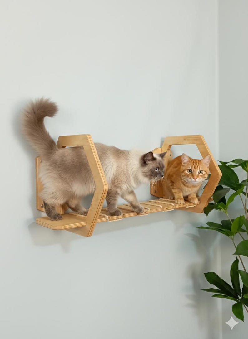 Cat Wall Shelf Step – Modern Cat Wall Furniture Track | Climbing Shelf for Cat Wall System image 1