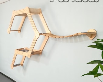 Juego de pared para gatos Ultimate con hamaca, puente de cuerda, escalones, estantes de sisal y comedero: parque de juegos modular para gatos de PetIdeas