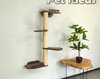 Modern Wall-Mounted Cat Shelves with Sisal Scratching Posts