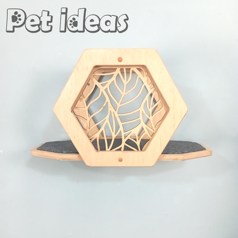 Cat Wall Shelf for Large Cats, Birch Plywood Shelves With Hexagon ...