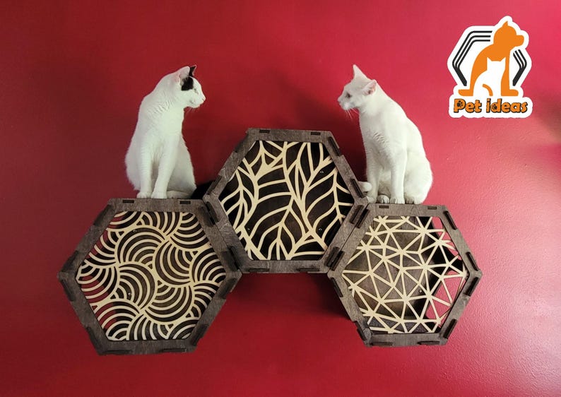 hexagon cat shelf set 3 pieces