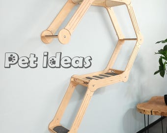 Modular Cat Wall Furniture Transformer Set – Adjustable Cat Shelves for Walls | Modern Cat Wall Set