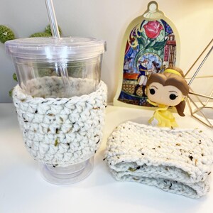 Cream Speckled Crocheted Cup Cozie