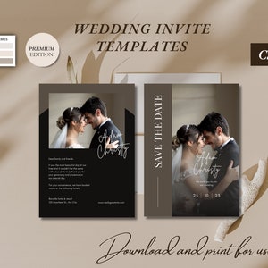 Wedding Invite Template, Editable Wedding Invitation, Printable RSVP Card