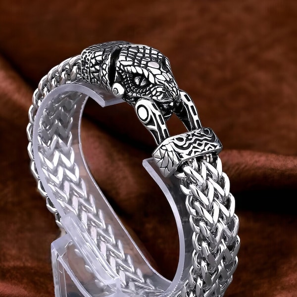 Chic Ouroboros Bracelet - Multi-Layered Stainless Steel Serpent Bangle, Trendy Punk Hip-Hop Accessory, Unique Men’s Jewelry Gift Idea