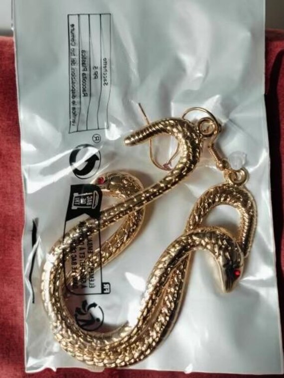 Boucles D'Oreilles Clip Serpent Long | Style Vintage Rouge Noir Rose | Bijou Fantaisie Unique QD6