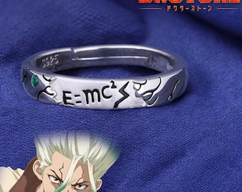 Anime Dr. St#ne Ishigami Senku# Cosplay Ring | Unisex Adjustable E=mc\2 Jewelry | Unique Props & Accessories | Perfect Gift Idea