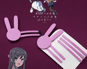 Kawaii Anime Hair Clip - Seishun Buta Yarou Sakurajima Mai Rabbit Cosplay Hairpin - Cute Pink Lolita Headwear Accessories for Girls