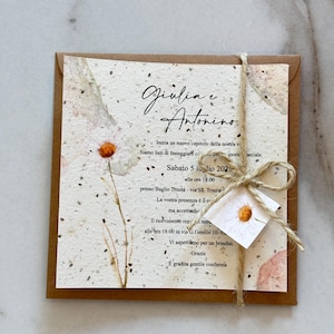 10 Plantable Paper Wedding Invitations – Natural Elegance with Daisies