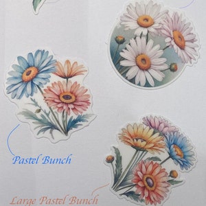 Gänseblümchen-Aufkleber Blumen-Kunst-Aufkleber Bunt Verschönert Dekor Gänseblümchen-Abziehbild-Blumen-Themen-Vinyl-Aufkleber für Laptops Journaling Wasserflasche
