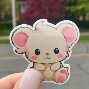 Aesthetic Animal Stickers: Squirrel, Mouse, Teddybear and Fox. Waterproof, durable decals for laptops, bikes and water-bottles. Kawaii.