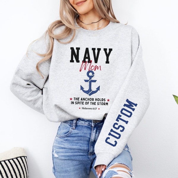 Navy Mom Custom Sweatshirt, Navy Mom Sweatshirt Gift, Personalized Navy Mom, Proud Navy Mom, Gift for Navy Mom, Navy Military Girlfriend