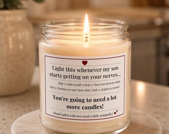 Funny Daughter In Law Candle Gift From Mother of the Groom Son Wife Fiancee Wedding Present for Future Daughter In Law Bridal Shower